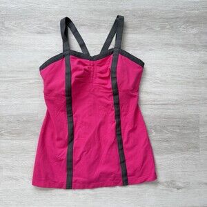 Lululemon Pink Slalom Stripe Energy Tank Top RARE Y2K Grey Women's Size 6 EUC